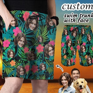 Custom Face Swim Trunk, Custom Men Bathing Suit, Funny Swim Trunks, Personalized Face Men Swimsuit, Custom Beach Short, Gifts for Him