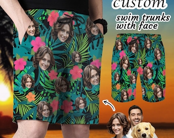 Tronco de natación facial personalizado, traje de baño personalizado para hombres, bañadores divertidos, traje de baño personalizado para hombres faciales, pantalón corto de playa personalizado, regalos para él