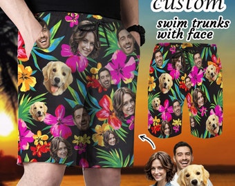 Custom Face Swim Trunk, Custom Men Bathing Suit, Funny Swim Trunks, Personalized Face Men Swimsuit, Custom Beach Short, Gifts for Him