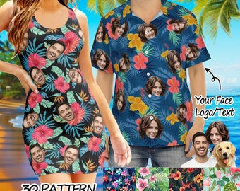 Chemises Hawaïennes Personnalisées Motif Fleurs Et Feuilles Chemise De