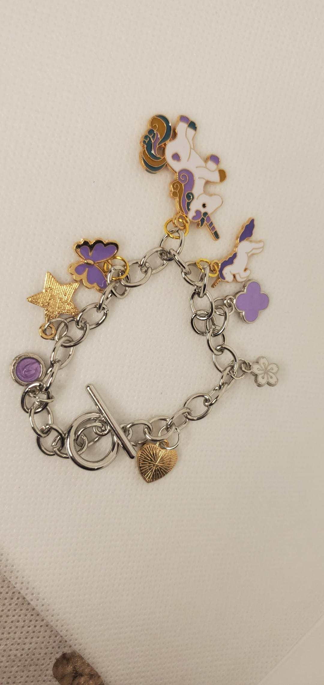 Purple Unicorn Girls Charm Bracelet - Etsy