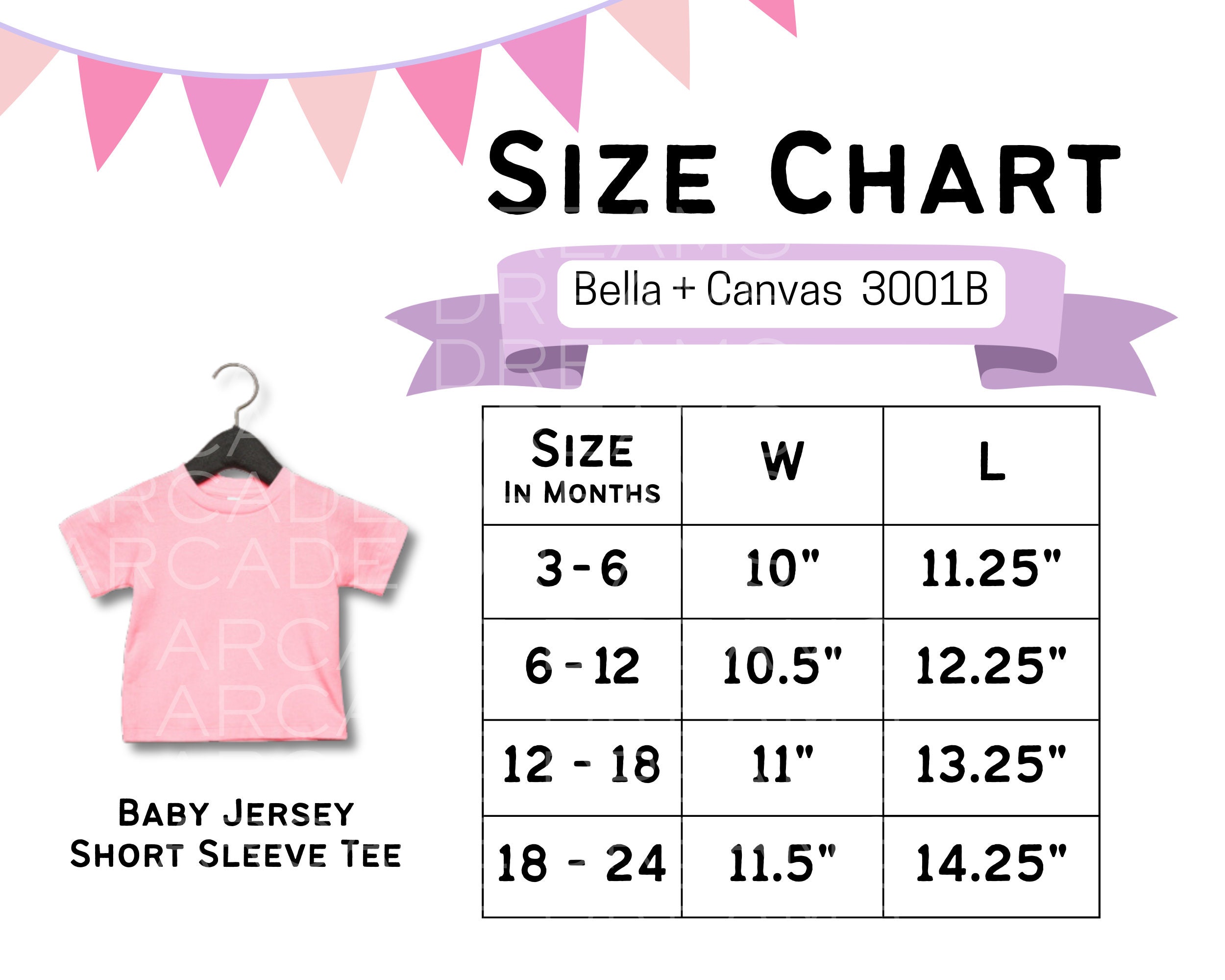 Bella Canvas 3001B Size Chart Bella Canvas Size Chart Infant Shirt Size ...