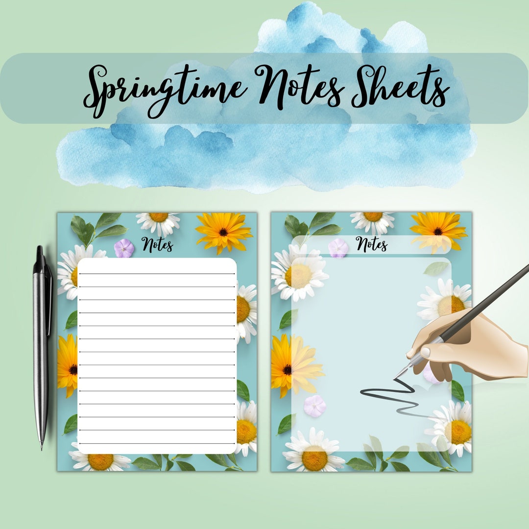 SPRING Note Sheets, Downloadable Notes, Digital Notes, Spring Notes ...