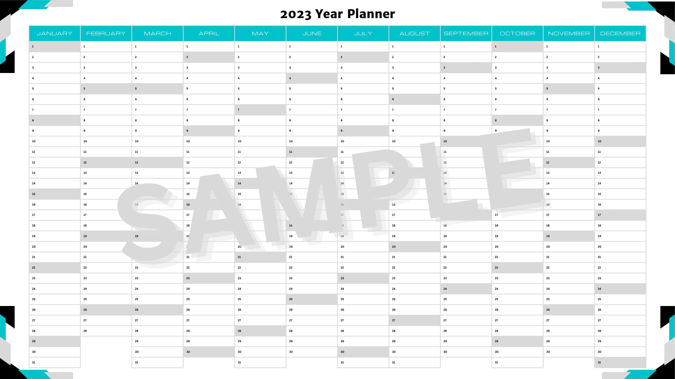 Full Year View Calendar - Etsy