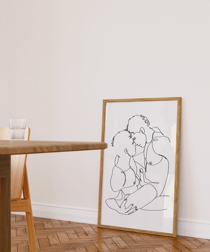 Abstract Male Love Wall Art, Gay Wall Art, Gay Decor, Naked Men Wall