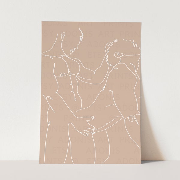 Abstract Male Love Wall Art, Gay Wall Art, Gay Decor, Naked Men Wall Art, LGBTQ Wall Art, Minimalist Decor, Minimalist Decor Line Sketch Art