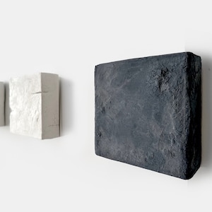 Japandi Wall Decor. Handmade Wabi Sabi Plaster Wall Art " GAIA" Small - Calm version. Black, Beige, Off-White, White.  10, 8, and 6 inches.