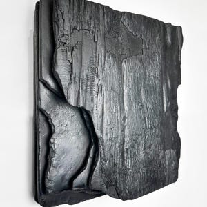 Sculptural Charred Wood  Relief ‘MORI S’. Collection Yakisugi. 4 to 24 inches