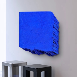 Yves Klein&#39;s Ultramarine Monochrome Blue, Boho Plaster Wall Art &quot; AND THEN &quot; - 46, 24, 16, 10 Inches