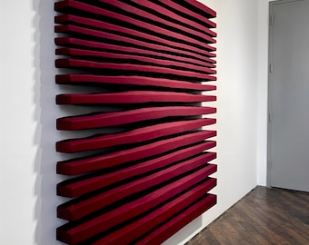 Monumental Relief Sculpture in Red | SHADOW XL, Hand-Sculpted Plaster Wall Art, Wabi Sabi Japandi,