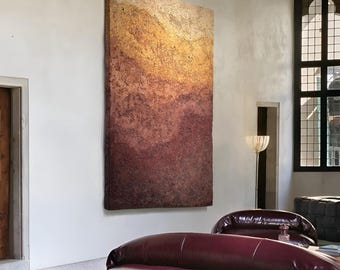 CHROMATERRA Earthy Plaster Wall Sculpture | Large Textured Organic Wall Art | Minimalist Gradient Relief | Abstract Terracotta Art
