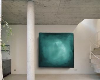 Oversized Contemporary Bas-Relief Sculpture in Turquoise —  INSIDE OUT Collection, Hand-Sculpted Art Object