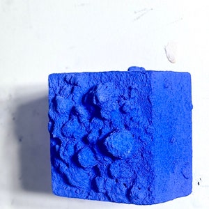 Tiny Yves Klein Blue Plaster Wall Art, Ultramarine Boho Wall Relief Decore, Handmade Gift.  &quot; Monochrom Blue &quot; 3x3x2 In. and 8x8x4 In.