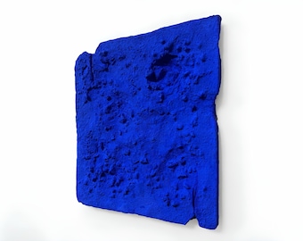 Monochrome Ultramarine/Royal Blue Plaster Wall Sculpture 'STRATUM S' — 4 to 24 inches.