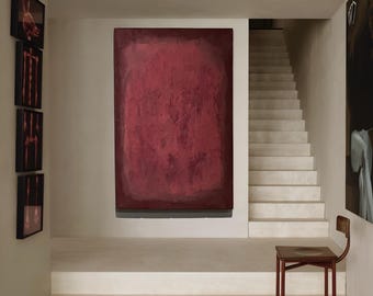 Oversized Original Wall Sculpture, INSIDE OUT Mauve Gradient — Hand-Sculpted Plaster Bas-Relief Art Object