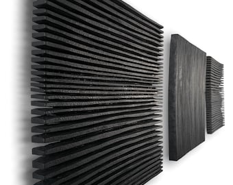 Original Bas-Relief Wall Sculpture | SHADOW, Minimalist Black Plaster Art, Wabi Sabi Japandi