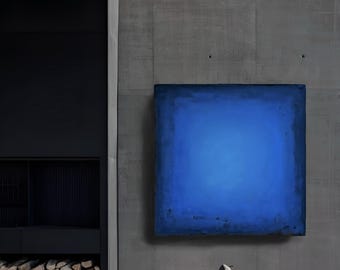 Oversized Wall Art in Blue Shades — Original Bas-Relief, INSIDE OUT Collection, Hand-Sculpted Art Object