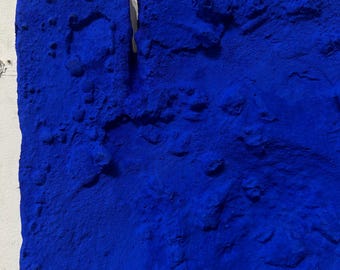 Monochrome Ultramarine/Royal Blue Plaster Wall Sculpture 'STRATUM S' — 4 to 24 inches.