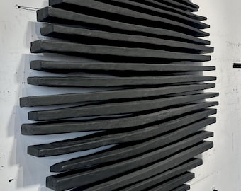 Överdimensionerad rund handgjord väggskulpturell relief SHADOW XL, antracitgrå svart, 32, 44, 64, 84 tum diameter