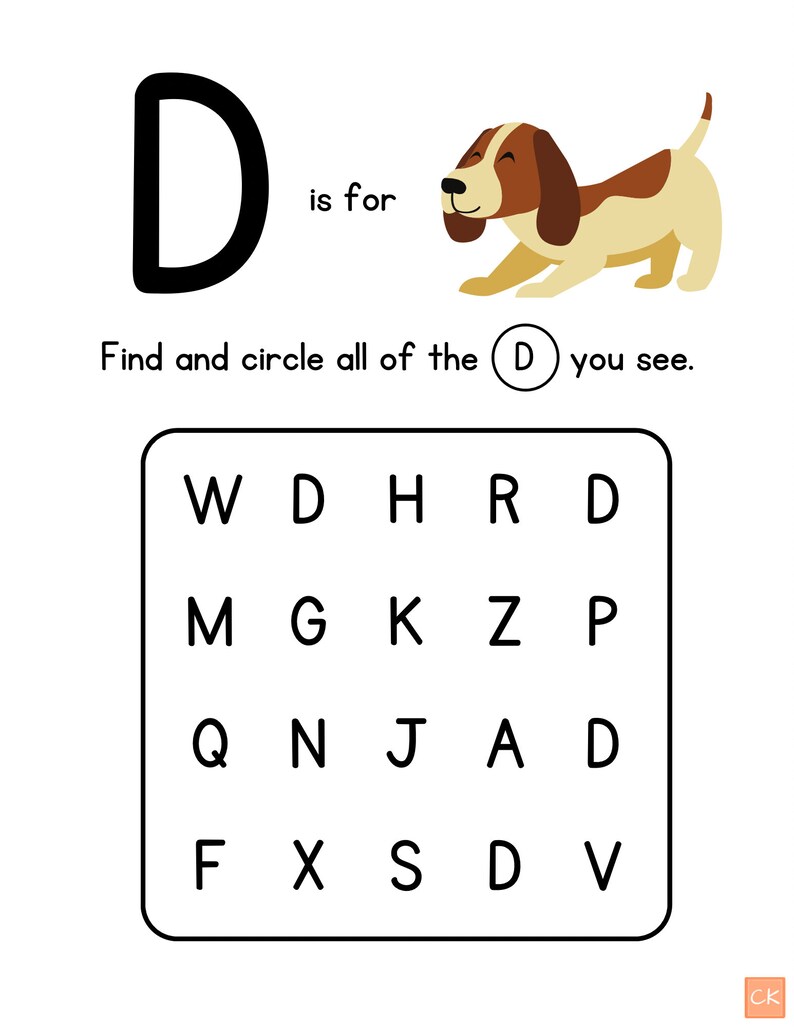 Letter D Activity Printable Preschool Printable Kindergarten Printable ...
