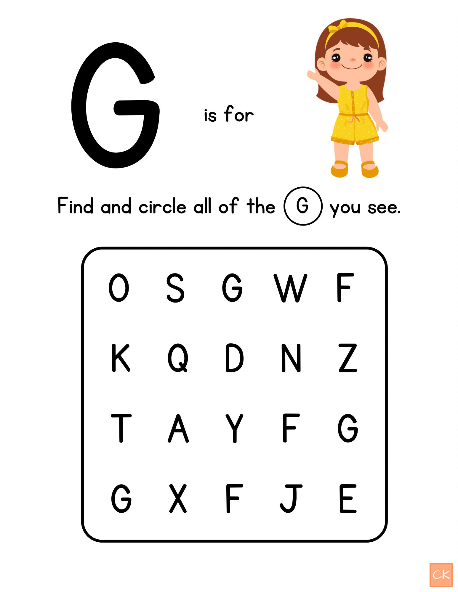 Letter G Activity Printable - Preschool Printable - Kindergarten ...