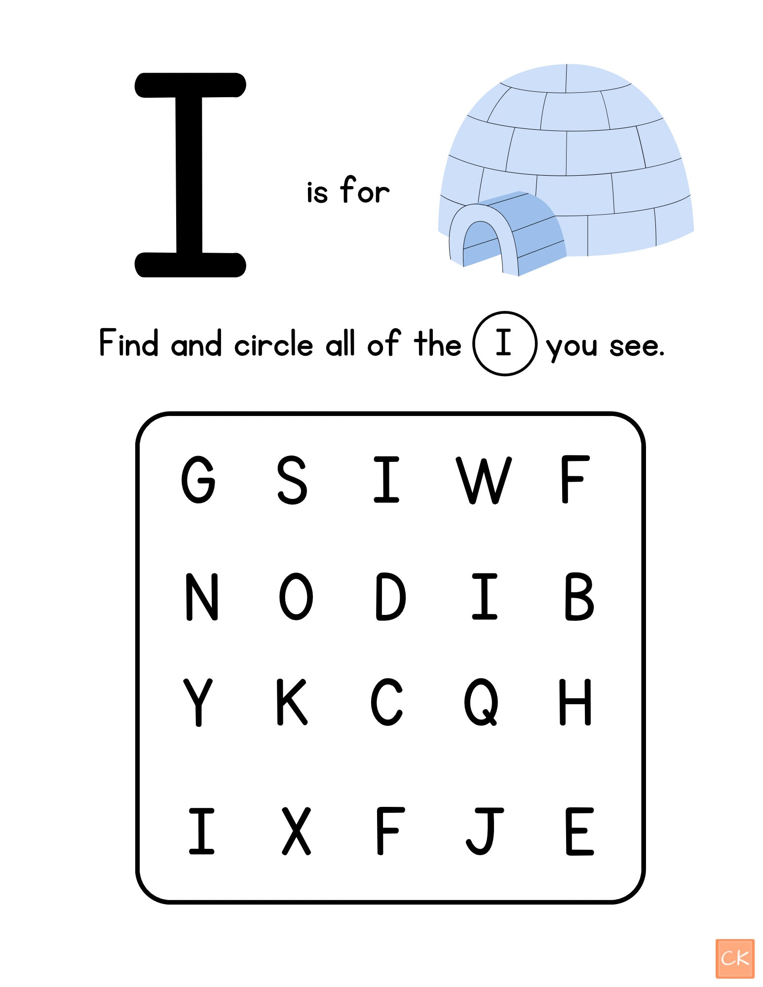 Letter I Activity Printable Preschool Printable Kindergarten Printable ...