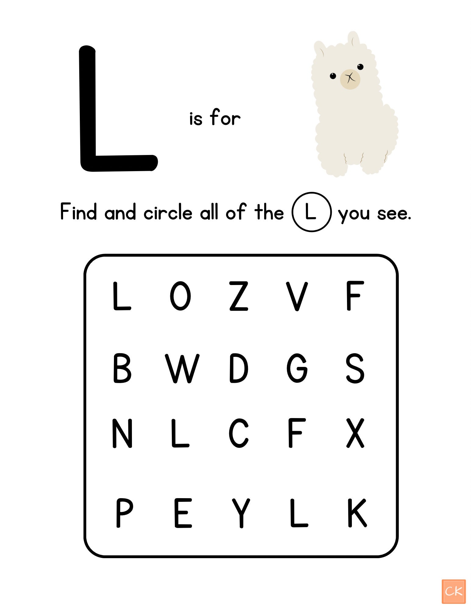 Letter L Activity Printable - Preschool Printable - Kindergarten ...