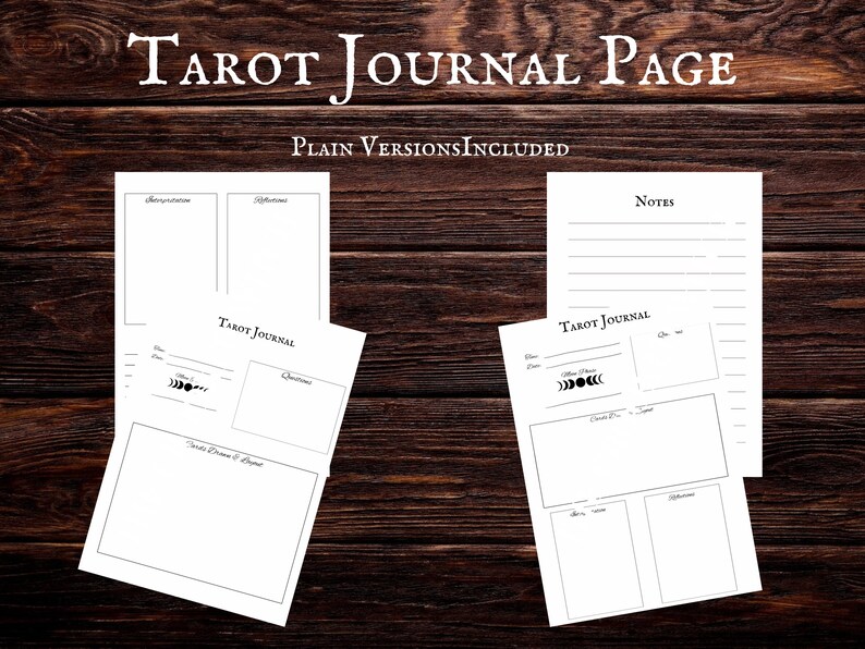A4 &amp; A5 Printable Tarot Journal Page for Tarot Reading Book - Etsy