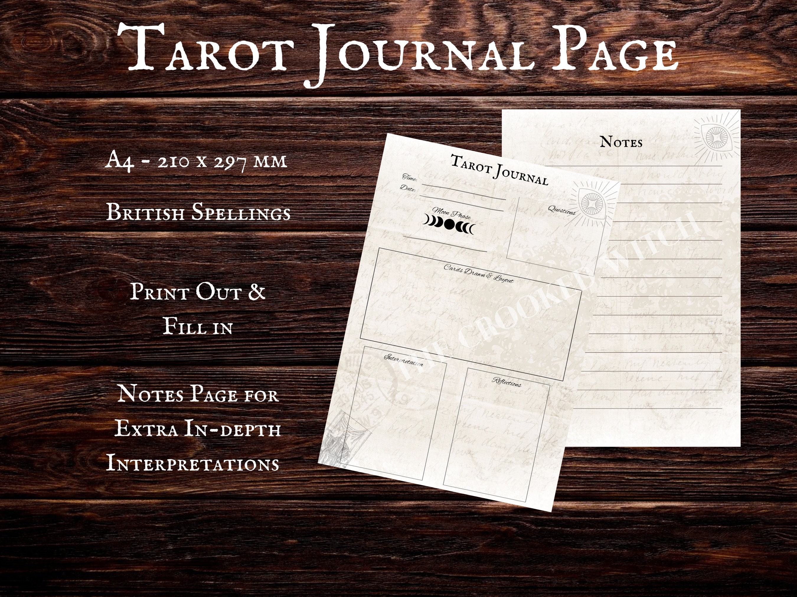 A4 &amp; A5 Printable Tarot Journal Page for Tarot Reading Book - Etsy