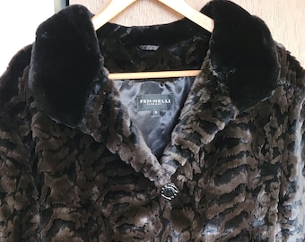 Vintage Fen-Nelli Sheared Beaver Faux Fur Coat, Size 18