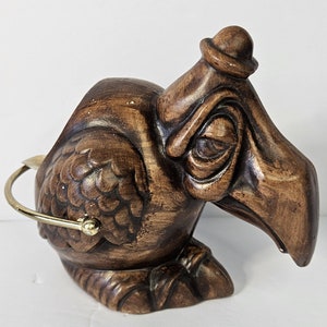 Vintage 1950s Treasure Craft Ceramic Buzzard Vulture Ash Tray, Wood Brown Colour