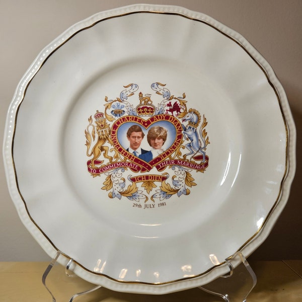 Vintage Prince Charles and Lady Diana Spencer To Commemorate Their Wedding Collectible Plate made by Enoch Wedgwood, England