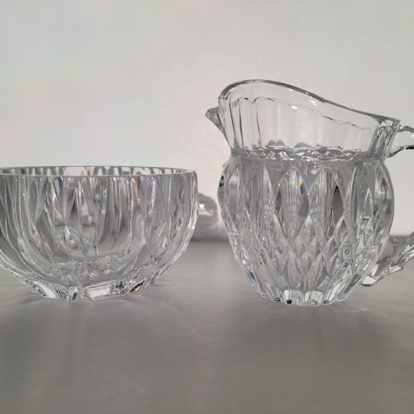 1960s Cut Crystal Miniature Cream Pitcher and Sugar Bowl