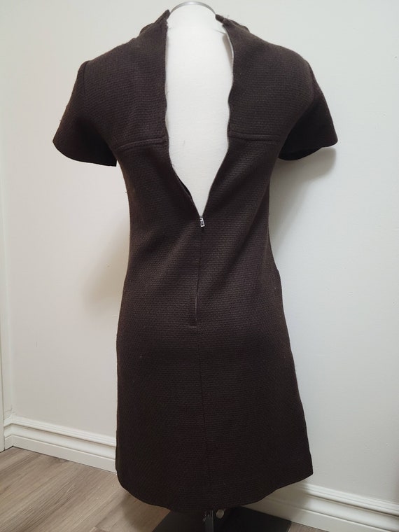 Vintage Late 1960s Marty K Fashions Brown Mod Min… - image 3