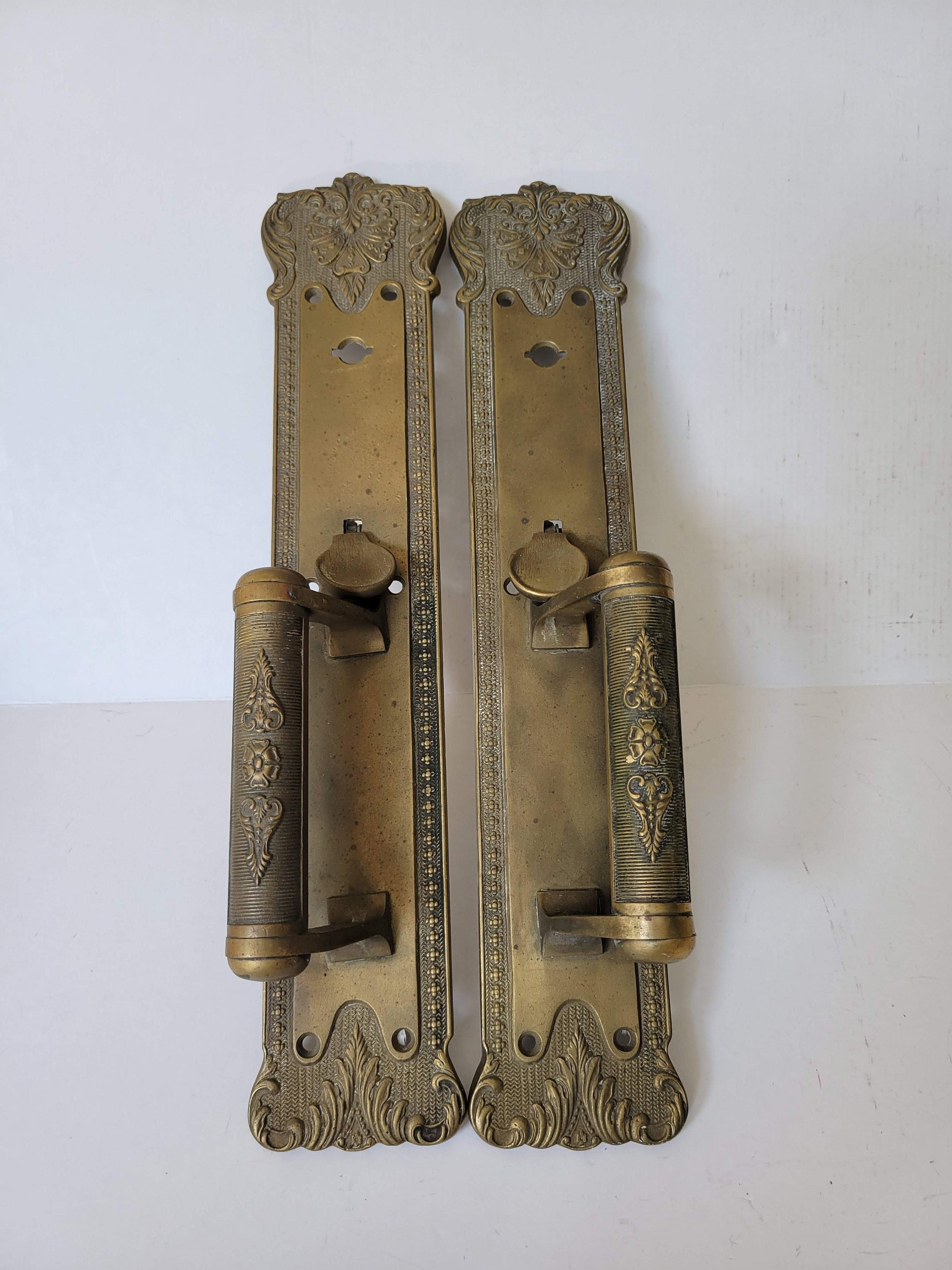 Polished Brass Gothic Greek Revival Style Door Pull with Arched Top