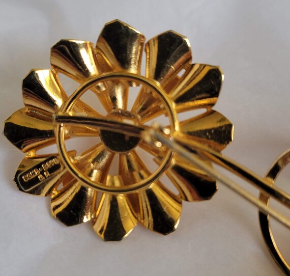 Rolled Gold Flower Vintage Brooch Signed by Bond … - image 4