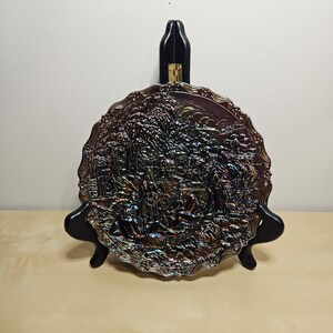 Vintage 1983 Fenton Harvest Black Amethyst Carnival Glass Decorative Plate, No. 2 in a Series of Four