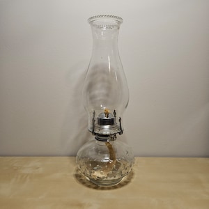 Vintage 1950s Lamp Light Farms Clear Hobnail Glass Kerosene Oil Lamp