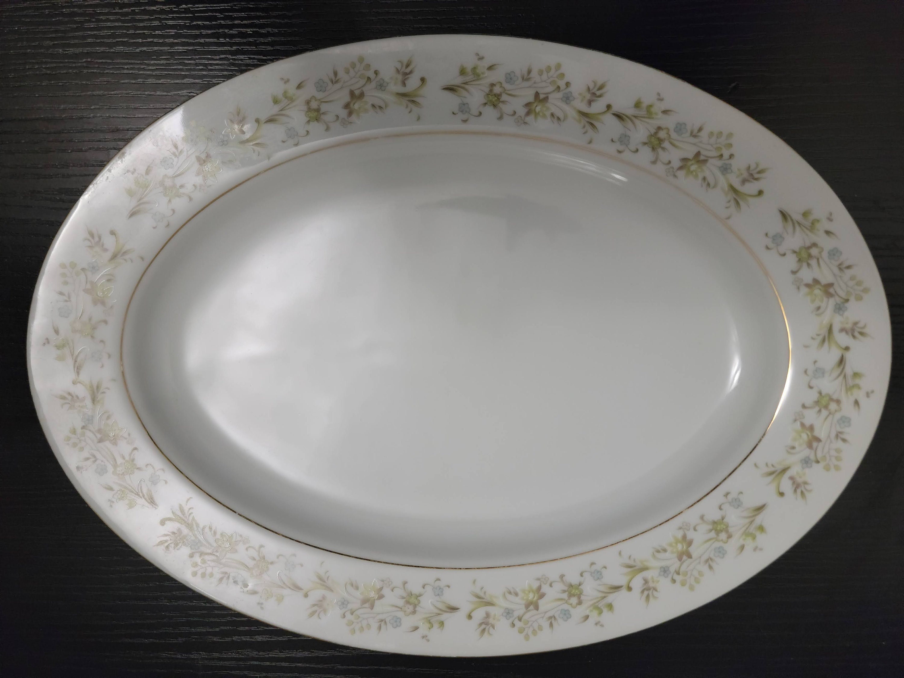Vintage Mita Spring Lace Oval Serving Platter, Fine China Made in