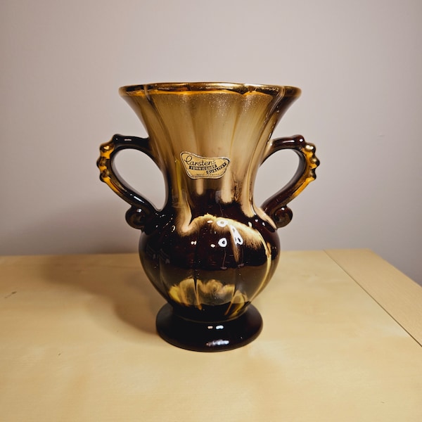 Vintage Carstens Tonnieshof Caramel, Brown and Gold Ceramic Vase, 529/16 West-Germany