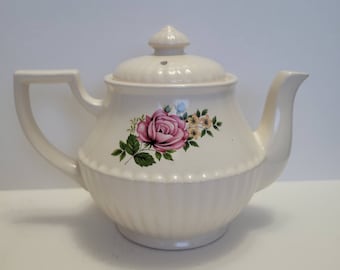 Vintage RARE 1970s Northland Stoneware Japan Ceramic Teapot with a Pink Rose and Yellow Flowers Design