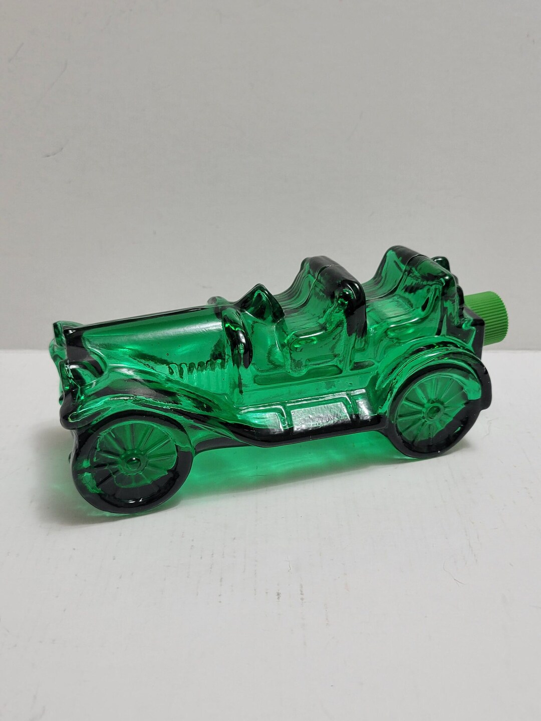 Vintage Avon Sterling Green Glass Car Aftershave/cologne Bottle, Emtpy