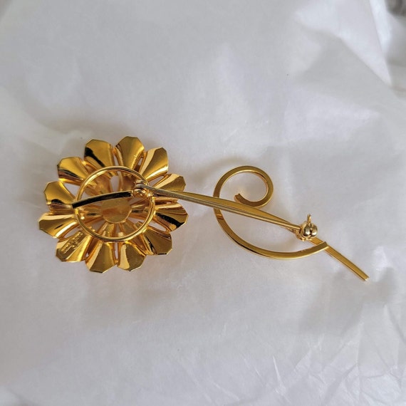 Rolled Gold Flower Vintage Brooch Signed by Bond … - image 3