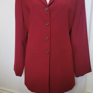 Vintage 90s Jessica Three Piece Suit Set in a Deep Red Color, Blazer, Pants, and Skirt Set