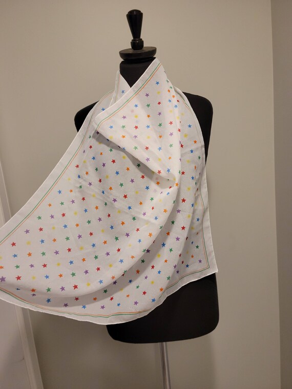 Vintage Sheer Dainty Rainbow Star on White Square… - image 2