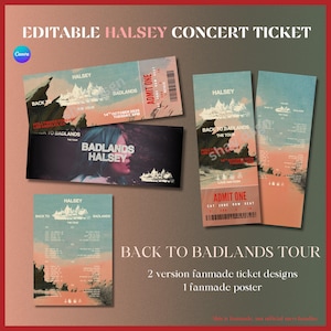 Custom Halsey Concert Ticket Template: Back to Badlands Tour (Digital Download, A4 Poster Included)