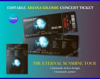 ARIANA GRANDE The Eternal Sunshine Tour Custom Concert 2026 | Customizable concert ticket template