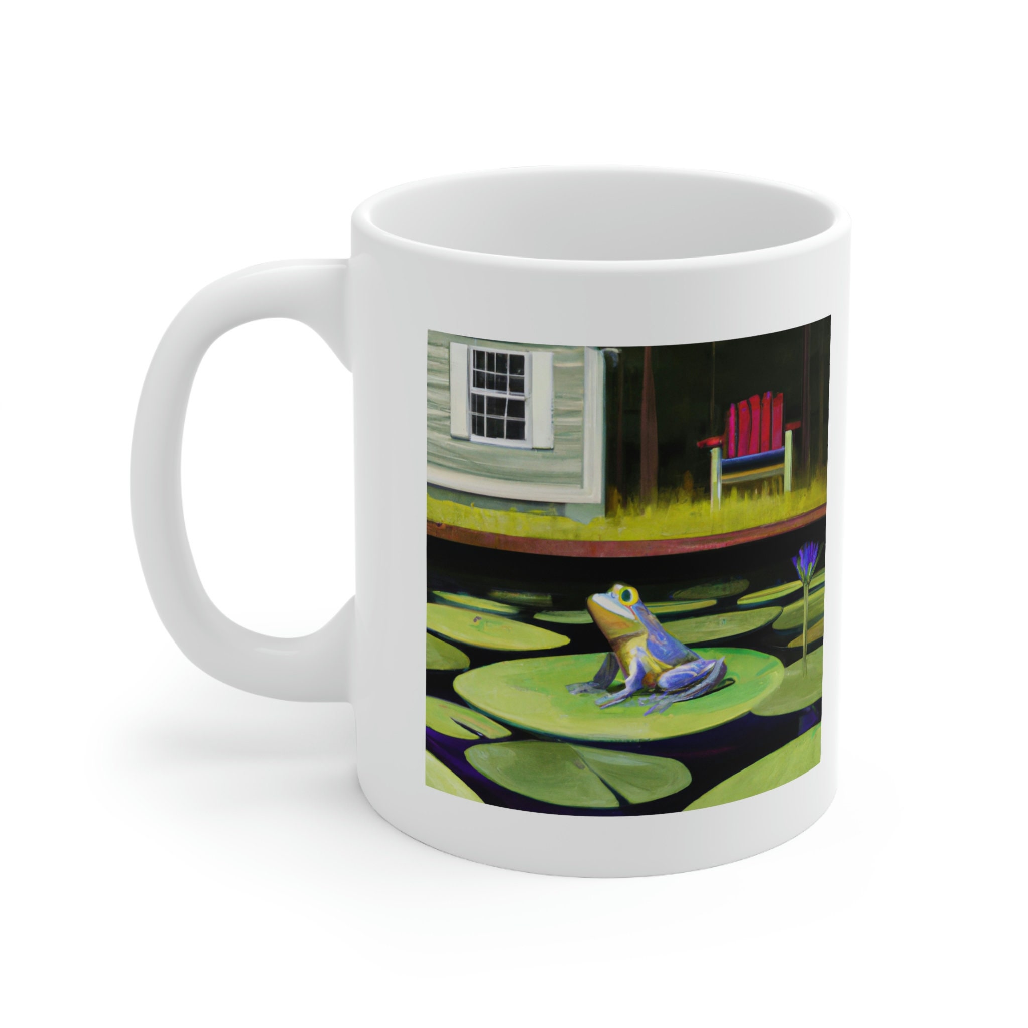 Cottagecore Frog on Lily Pad White Ceramic Mug 11oz, Frog Aesthetic ...