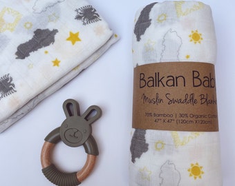 Albanian Baby Swaddle- Unique Gift/Design & Teether toy