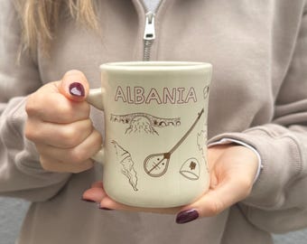 Albania mug with unique design- Albanian symbols and cities- 12oz
